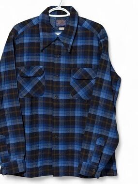 Pendleton blue plaid flannel shirt vintage USA large